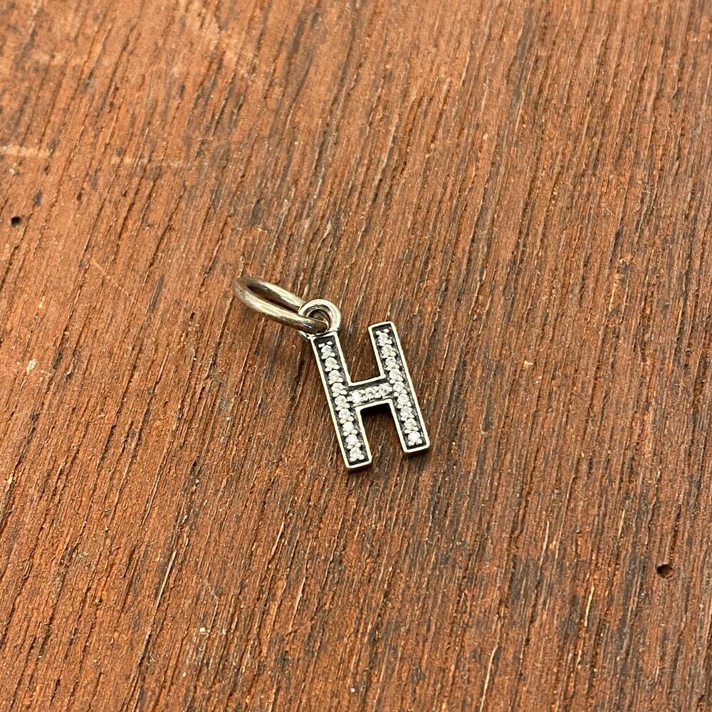 Pandora Sterling Silver Alphabet Letter H Dangle Clear Zirconia Retired 791320CZ